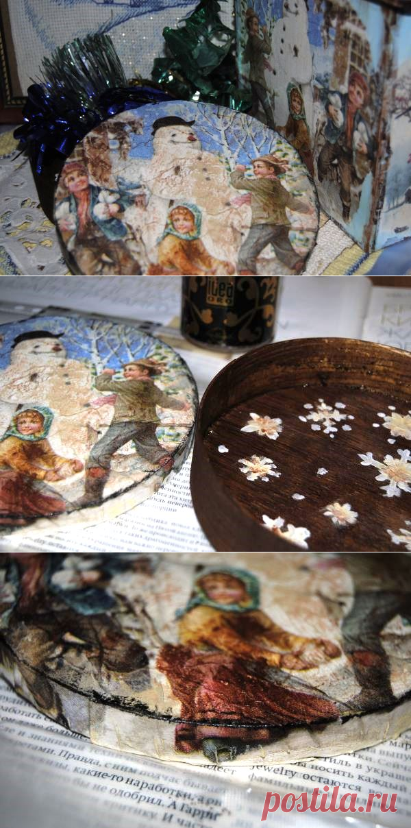 Новогодний декупаж шебби шик, шкатулка для подарка | Рукоделие в стиле шебби шик