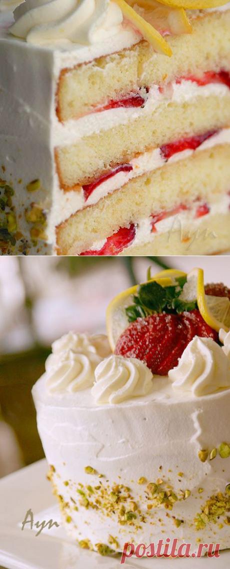 Бисквитный торт со сливками и клубникой | Мои Кулинарные Зарисовки