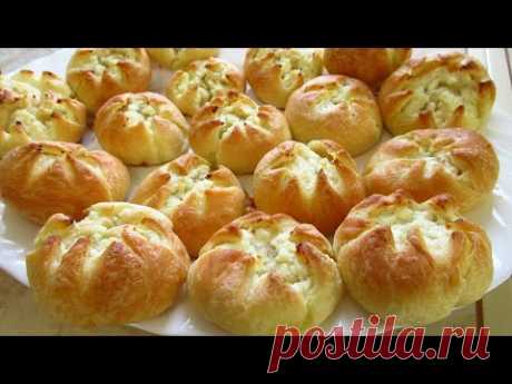 К ЧАЮ БЫСТРО! Вкусные цветочки с творогом из слоёного теста.