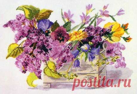 Вышивка &quot;Composition aux lilas&quot; | Скачать схему бесплатно на сайте Stitchart.net