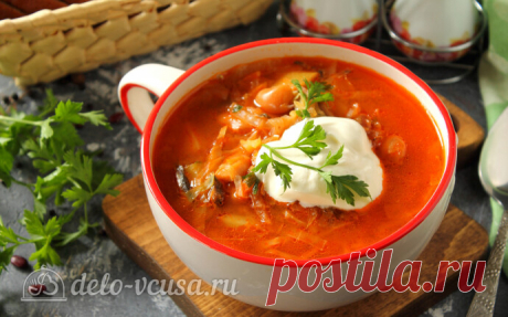 Борщ с килькой в томате и фасолью, пошаговый рецепт с фото