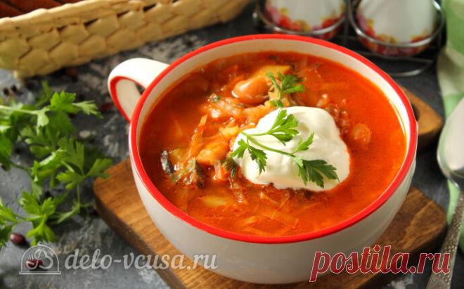 Борщ с килькой в томате и фасолью, пошаговый рецепт с фото