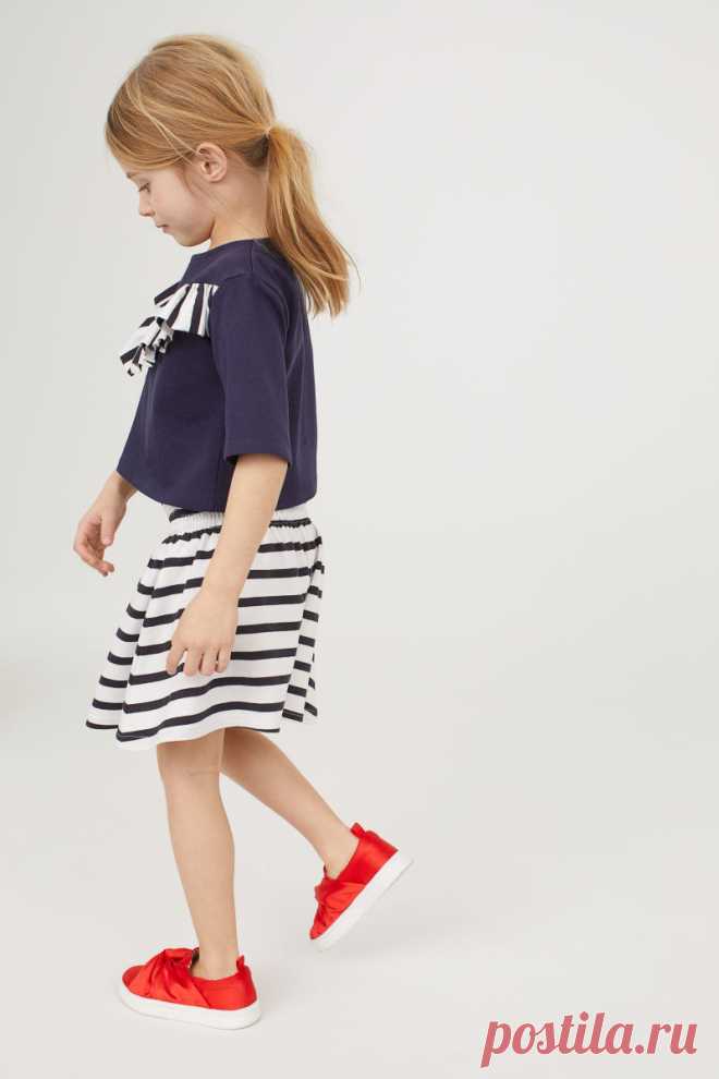 Skirt and Top | Dark blue/striped | KIDS | H&M US
