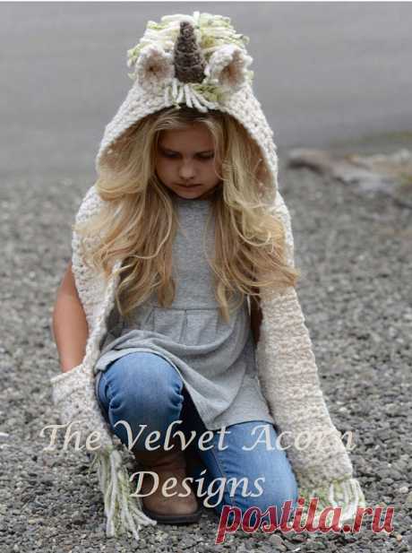 Crochet PATTERN-The Ulyne Unicorn Hooded Scarf by Thevelvetacorn