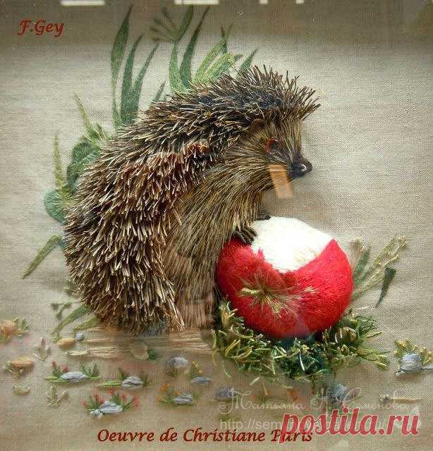 Объемная вышивка гладью...