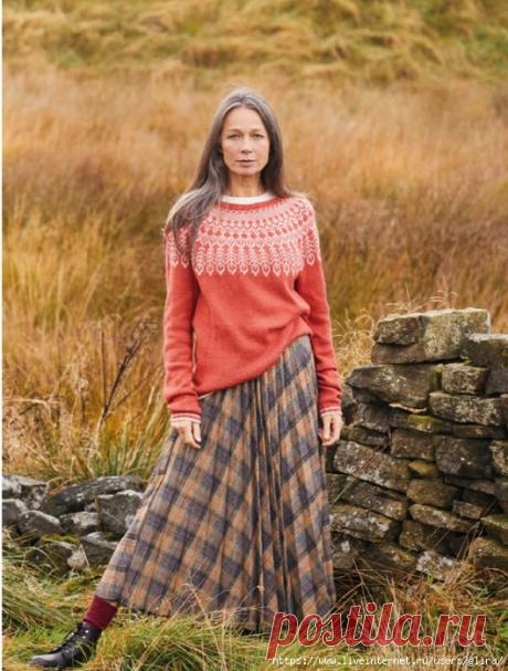 Джемпер с круглой жаккардовой или фер-айл кокеткой