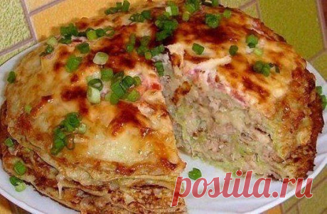 Кабачково-сырный тортик с мясом