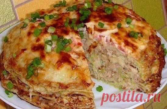 Кабачково-сырный тортик с мясом