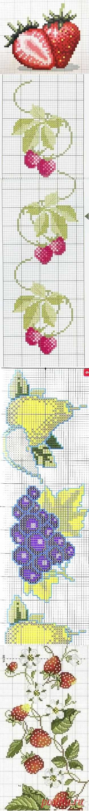 Ягодки и плодики ... вышивка крестом летние темы.