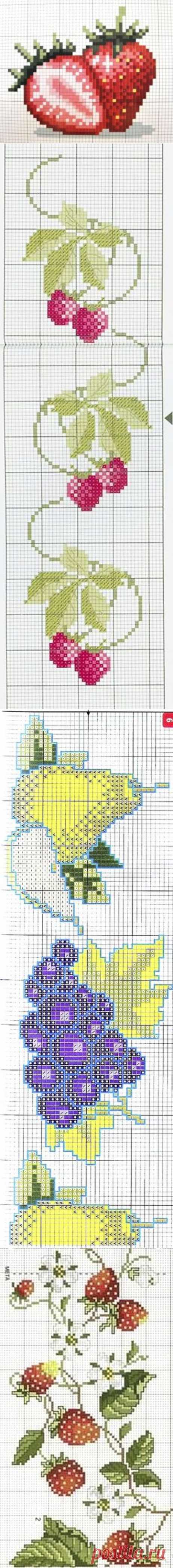 Ягодки и плодики ... вышивка крестом летние темы.