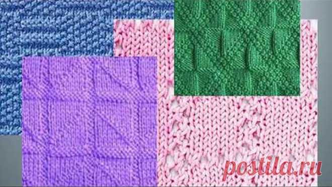 Узоры КВАДРАТЫ - КЛЕТКИ- 2 спицами со схемами Diy Knitting Knitted