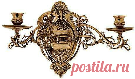 Канделябр настенный, 14х26см , Stilars (интерьерные аксессуары), Аксессуары из блестящей латуни, Канделябры - подсвечники