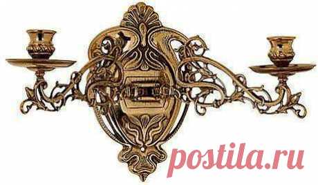 Канделябр настенный, 14х26см , Stilars (интерьерные аксессуары), Аксессуары из блестящей латуни, Канделябры - подсвечники