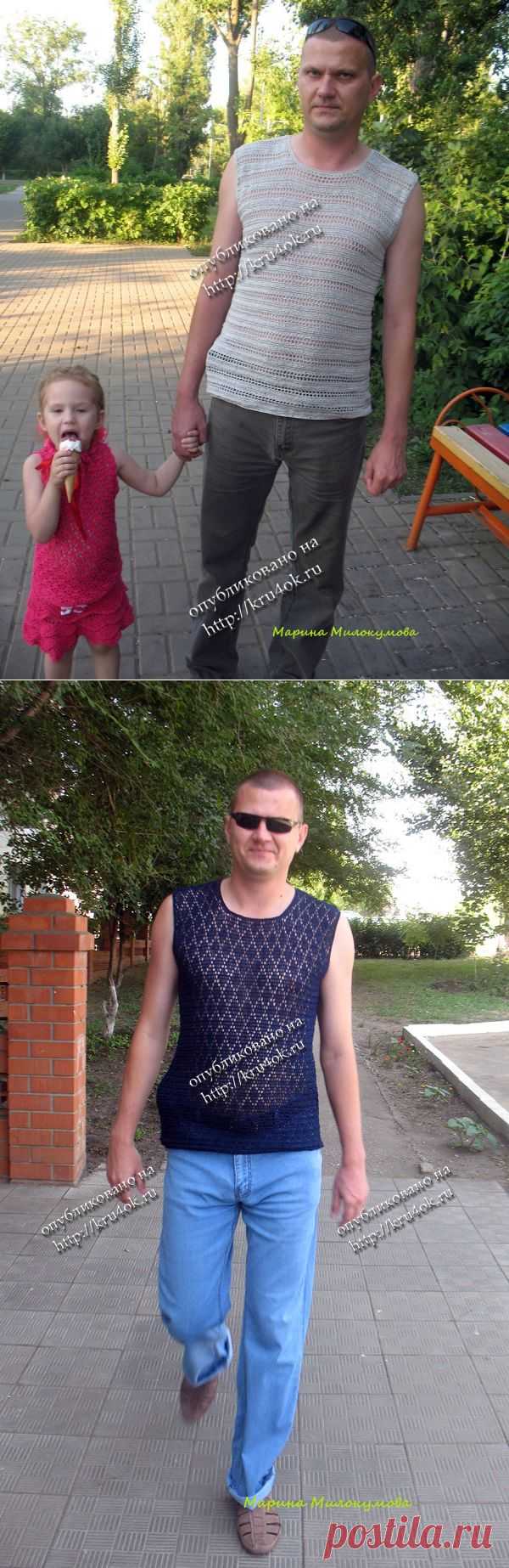 2 мужские майки крючком от Марины Милокумовой