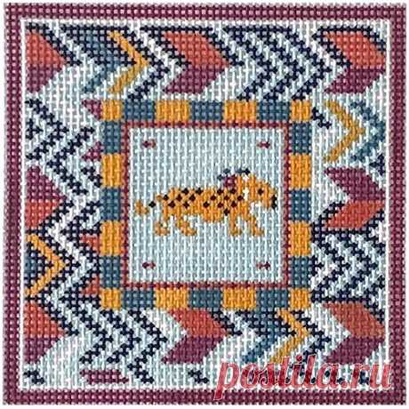 Tiger Square with Chevron Border | Needlepoint.Com