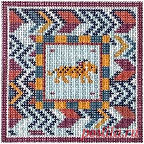 Tiger Square with Chevron Border | Needlepoint.Com