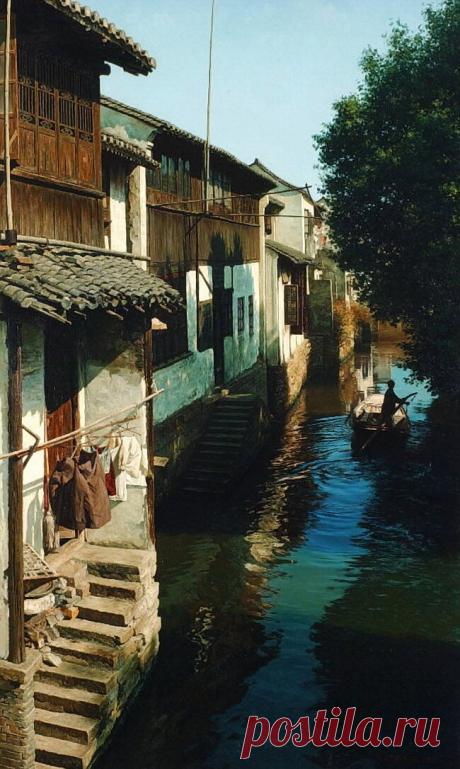 Венеция Востока - Чжоучжуану (Zhouzhuang). Художник Wang Yihua