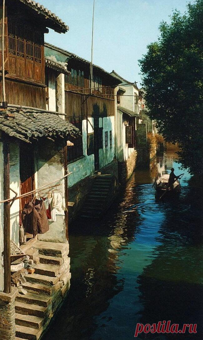 Венеция Востока - Чжоучжуану (Zhouzhuang). Художник Wang Yihua