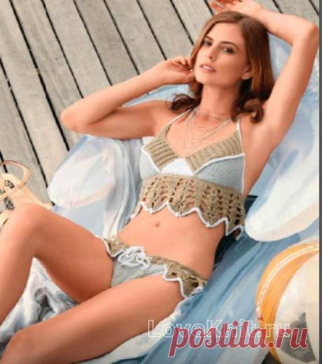 Цветное бикини с рюшами схема спицами » Люблю Вязать