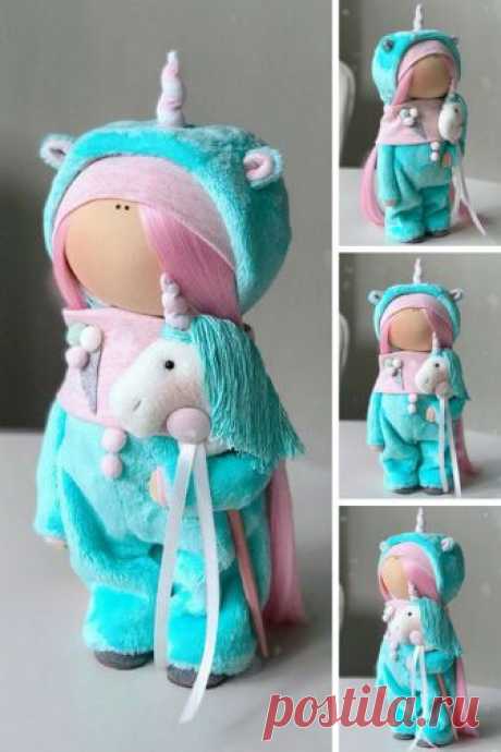 Unicorn Tilda Doll Handmade Fabric Doll Poupée Art Doll