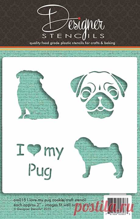 Amazon.com: I Love My Pug Cookie y Craft plantilla cm015 por plantillas: Kitchen & Dining
