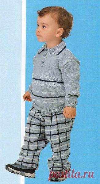 Пуловер поло и клетчатые штанишки