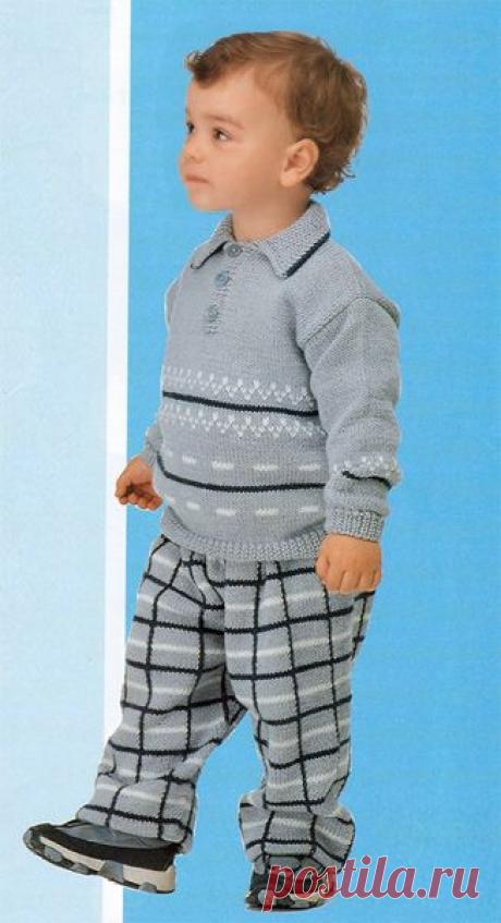 Пуловер поло и клетчатые штанишки