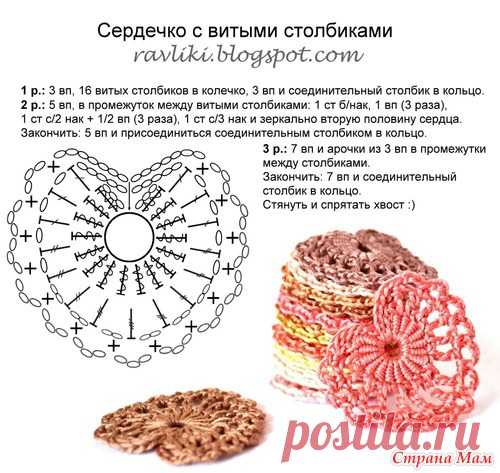 Вязаные сердечки.Идеи