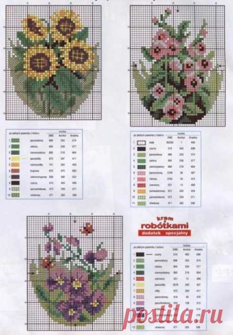 cross stitch chart with flowers on each side and the words,'crochet patterns for