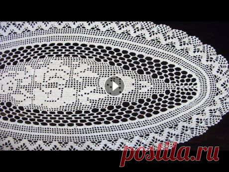 ОЧЕНЬ БОЛЬШАЯ ОВАЛЬНАЯ САЛФЕТКА КРЮЧКОМ "РОЗЫ В КРУЖЕВЕ". ЧАСТЬ 1 Видео мастер класс по вязанию большой овальной салфетки с филейными розами в центре (89 х 52 см). Нитки ирис (130 г), крючок 1,25. В 1-й части видео в...
