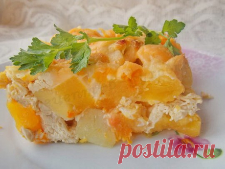 Запеканка из тыквы с курицей в духовке
