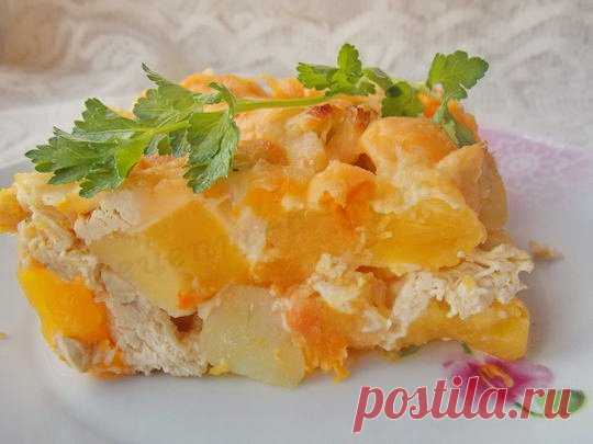 Запеканка из тыквы с курицей в духовке