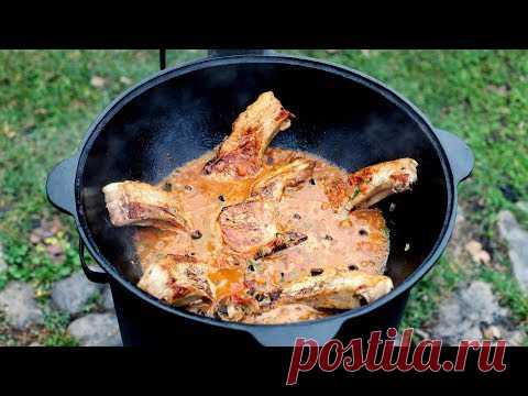 МЯСО ПО-СТАРОРУССКИ  В КАЗАНЕ НА КОСТРЕ