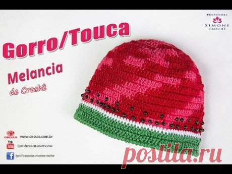 Gorro/Touca Melancia- Tamanho 1 a 3 meses