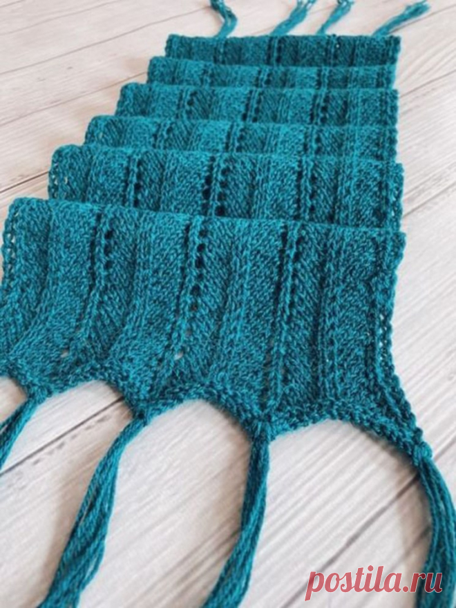 Очень подробный МК ажурного шарфа с кистями (Вязание спицами) &#8212; Журнал Вдохновение Рукодельницы