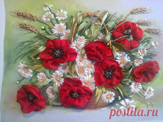 Схемы работ вышивки лентами