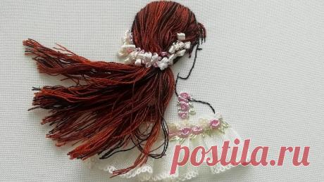 Объёмная вышивка | Силуэт | как вышить волосы | идея от @Pumora