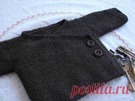 Вязаная кофта-распашонка &quot;Garter Stitch Baby Kimono&quot; by Joji Locatelli (от 0 до 6 месяцев).