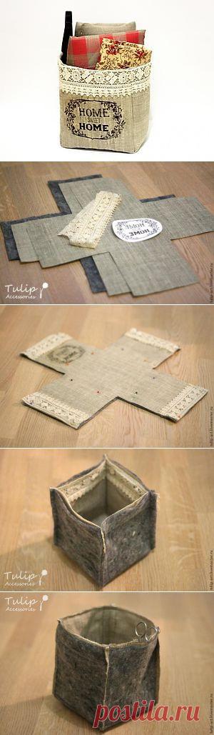 Шьем текстильную корзинку в винтажном стиле - Ярмарка Мастеров - ручная работа, handmade