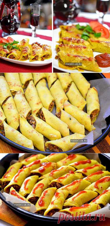 Праздничные новогодние блинчики с мясом