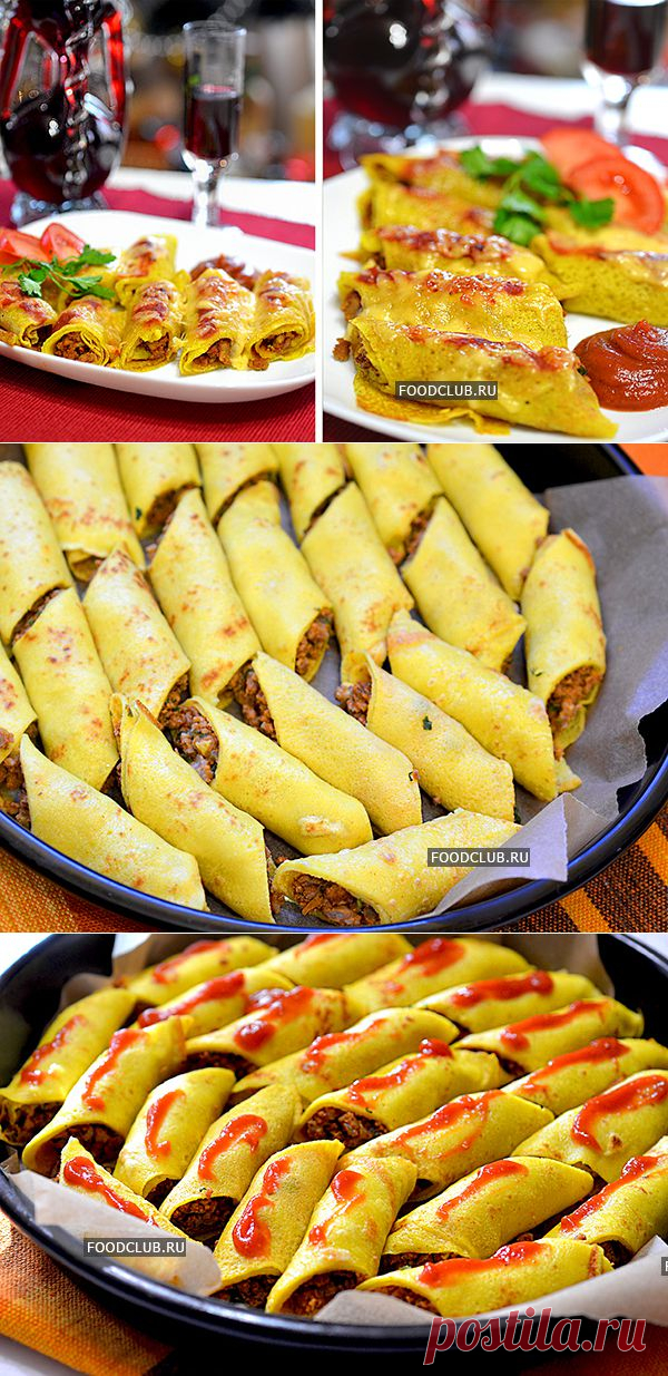 Праздничные новогодние блинчики с мясом
