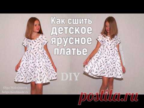 Шью летнее ярусное платье из муслина / Детское платье с V горловиной и оборками #DIY Dress Tutorial