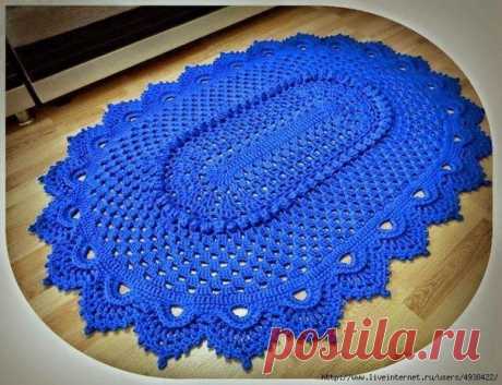 Коврик овальный крючком. МК в фото + описание / Рукоделие