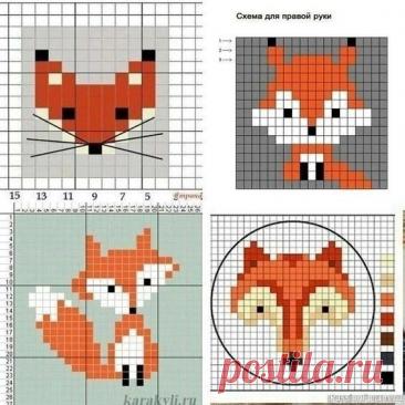 Схемы лисичек для детских вещей | Вязание спицами для детей