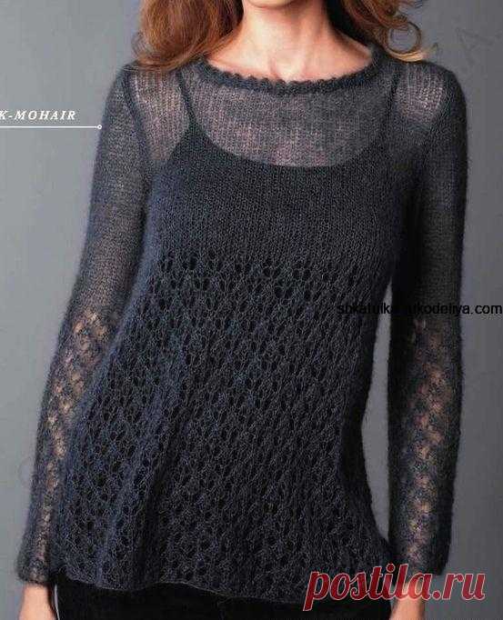 Черная туника спицами Черная туника спицами. Схемы вязания туник из мохера с описанием 2020