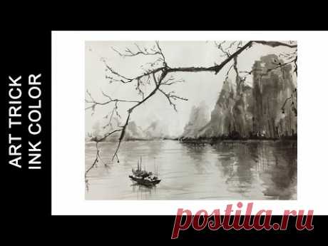 Chinese Ink Painting - Quick Draw by Ink | Art Trick
