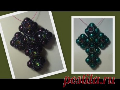 'Faith' Cross Pendant (Big) Beading Tutorial by HoneyBeads1 (Photo tutorial)