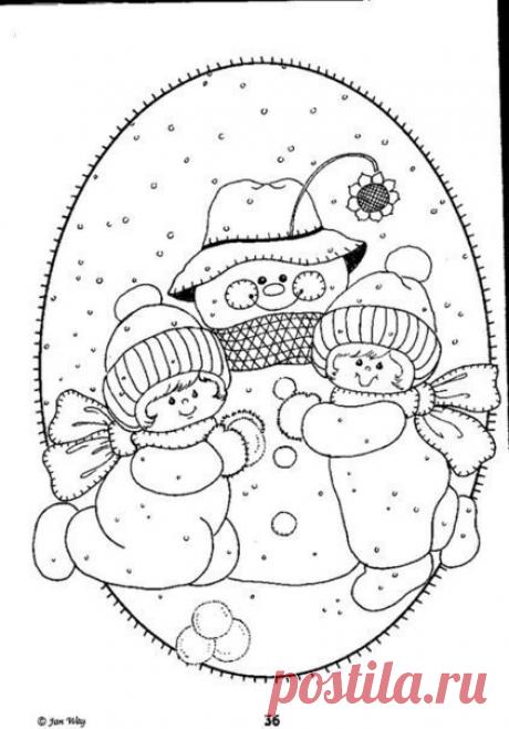 Cнеговики. Шаблоны для открыток. Готовимся к Новому году.