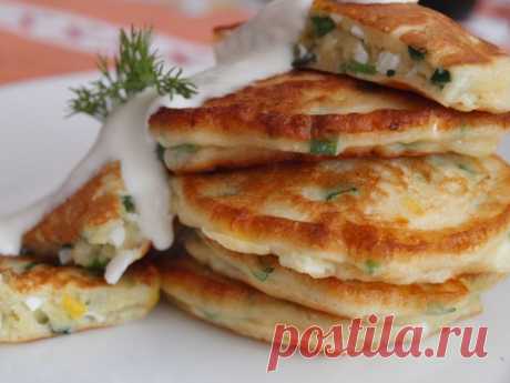 Оладьи с зелёным луком и яйцом | Самые вкусные кулинарные рецепты