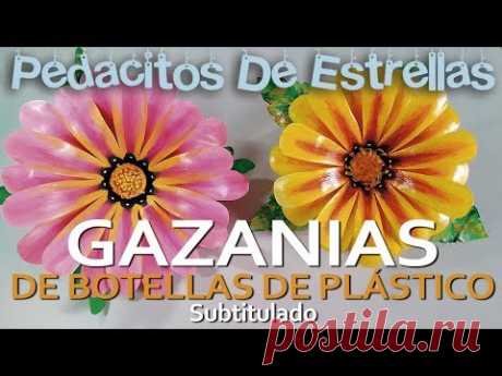 Flor GAZANIA hecha con botellas de plástico. MANUALIDADES RECICLADAS(subtitulado)